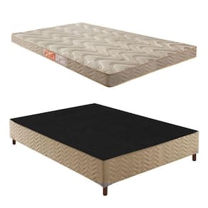 Box Casal Florença 42x138x188cmcom Colchão Casal Unique D33 Duoface 16x138x188cm Rustico Bege