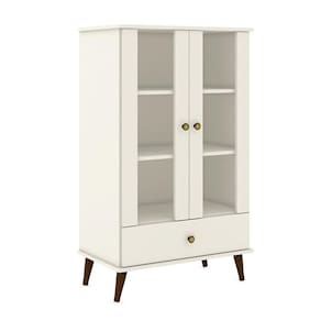 Cristaleira Baixa Retrô MovelBento 70cm, 2 Portas em vidro, 1 Gaveta RT3107