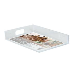 Bandeja Em Acrílico Cristal Prática 35X26X6 Cm Com Alça