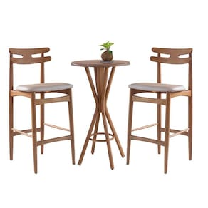 Kit 2 Banquetas Alta Estofada Mesa Bistrô França Madeira Maciça Mel Facto Impermeável Pérola - RMI