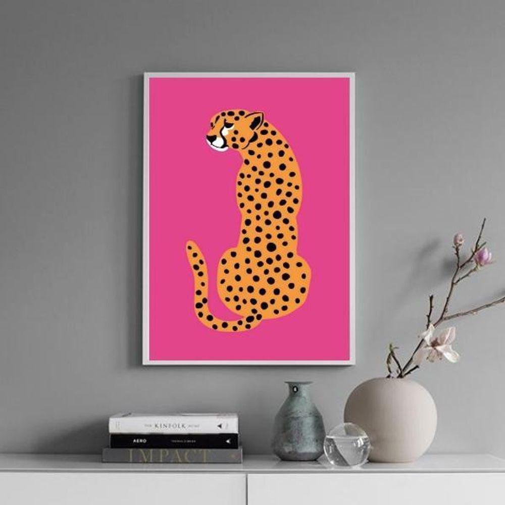 Quadro Decorativo The Leopard - Pink 24X18Cm - Com Vidro