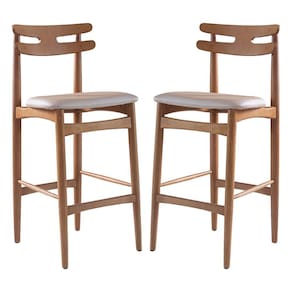 Kit 2 Banquetas Alta Estofada França 46 x 106 Cm Madeira Maciça Mel Facto Impermeável Pérola - RMI
