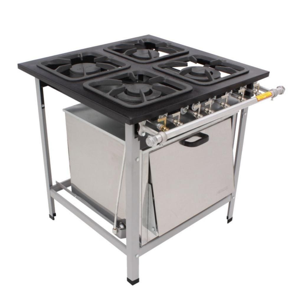 Fogao 4 Bocas M18 Gas Glp Premium 40X40 Perfil 6,5Cm Com Forno - Metalmaq