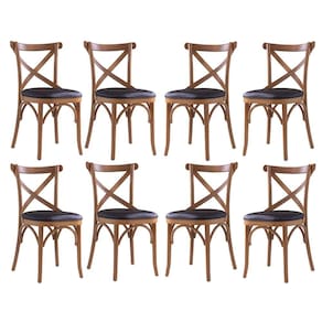 Kit 8 Cadeiras de Jantar Estofada Espanha 43 x 94 Cm Madeira Maciça Mel Facto Marrom L74 - RMI