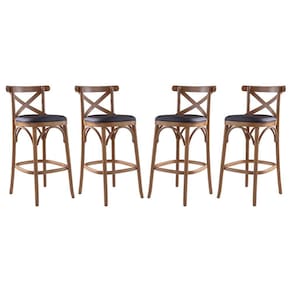 Kit 4 Banquetas Alta Estofada Espanha 43 x 103 Cm Madeira Maciça Mel Facto Marrom L74 - RMI