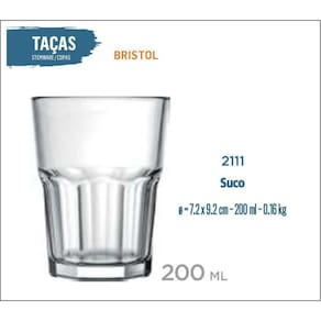 06 Copos Bristol 200Ml - Suco