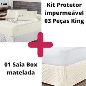 Kit Protetor Colchão King + 2 Capa Travesseiro Impermeável +