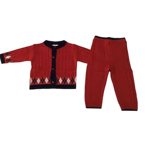 Conjunto tricot Masculino Infantil Noruega Vermelho tam G