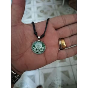 Colar Ajustavel Palmeiras Pingente Cabochon Redondo Vidro