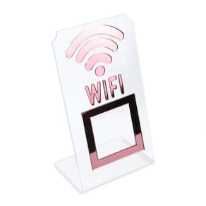 Placa Wifi Qr Code Display Acrílico Mesa Balcão Transparente