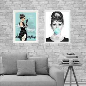 Kit 2 Quadros Breakfast At Tiffanys- Audrey 33X24Cm