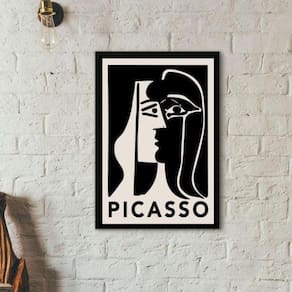 Quadro Decorativo Picasso - Preto No Branco 24X18Cm - Vidro
