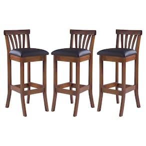 Kit 3 Banquetas Alta Estofada Anthurium 36 x 100 Cm Madeira Maciça Imbuia Facto Impermeável Marrom L74 - RMI