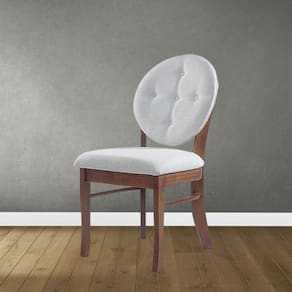 Cadeira para Mesa de Jantar Estofada 45x94Cm Florence Madeira Maciça Imbuia Linho Bege Cru L71 - RMI