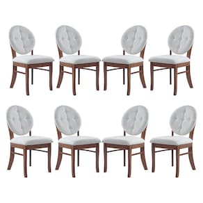 Kit 8 Cadeiras Mesa de Jantar Estofada 45x94 Cm Florence Madeira Maciça Linho Bege Cru L71 - RMI