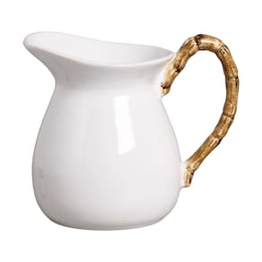 Jarra Grande Cerâmica Bambu Branco 1,6L - Scalla