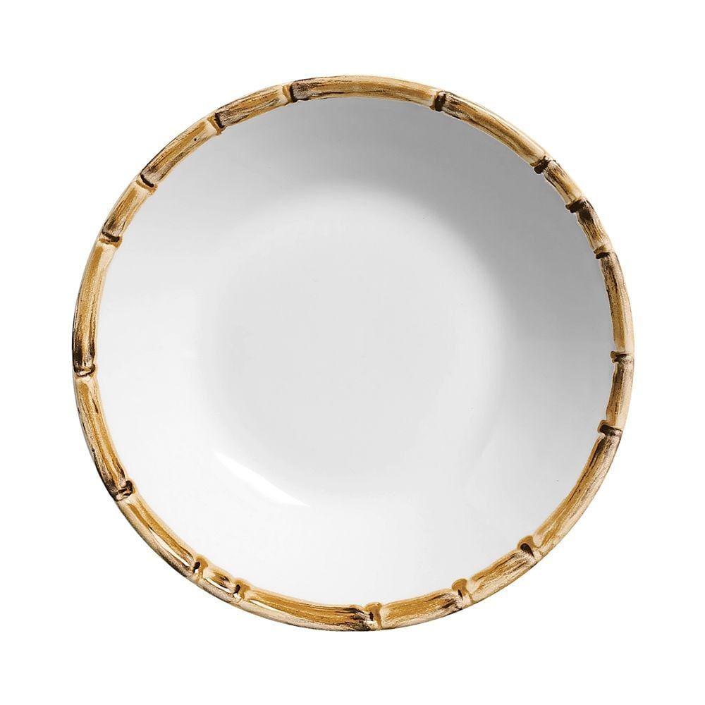 Conjunto 6 Pratos Fundo Cerâmica Bambu Branco 24cm - Scalla