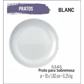 Jogo De Pratos Blanc 06 Sobremesa - Lanche -19Cm Branco