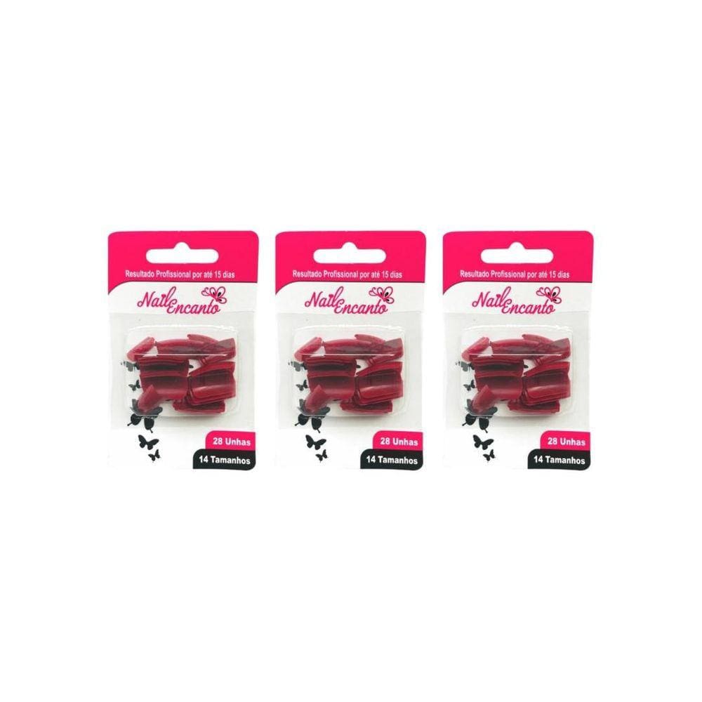 Unhas Postiças Fhaces Nail Encanto Colors Bordo 28Un- 3Un