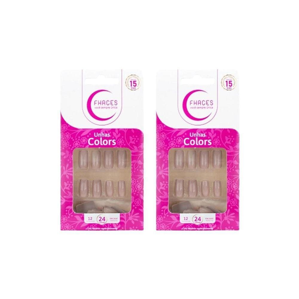 Unhas Postiças Fhaces Colors Nude Ref U3051 -Kit C/2Un
