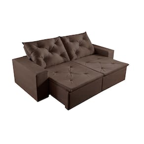 Sofá 4 Lugares Retrátil E Reclinável Martins M-181 Veludo Marrom