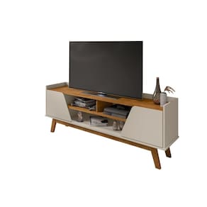 Rack para TV até 65 Polegadas 2 Portas 1 Prateleira Turim Off-White/Naturalle - Bechara