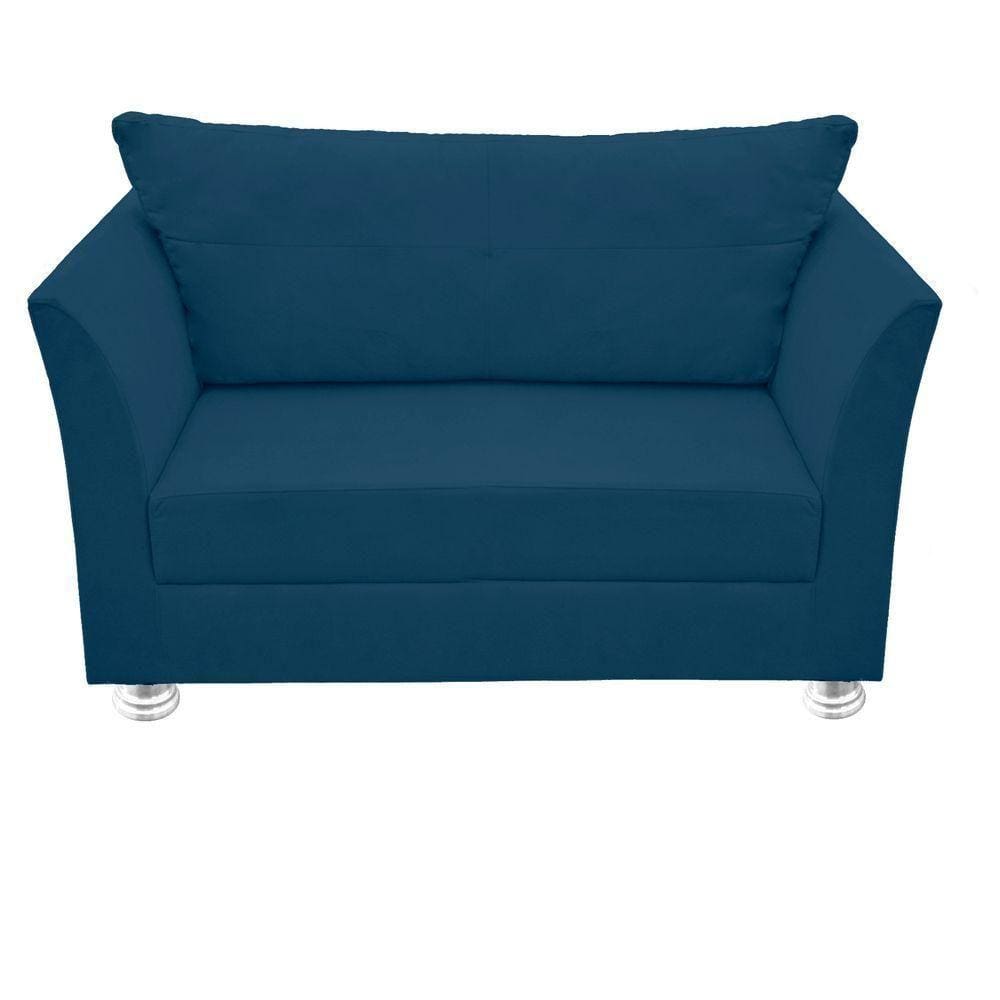 Namoradeira Lisboa 02 Lugares Para Sala Salão Escritório Suede Azul Marinho
