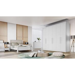 Guarda Roupa Casal 6 Portas 8 Gavetas - New Vértice-Branco - Móveis Novo Horizonte