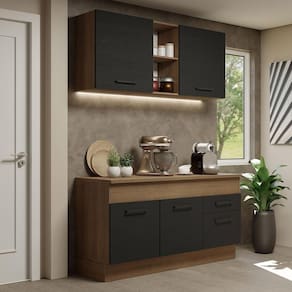 Cozinha Compacta 150001 Com Armário E Balcão Rustic/Preto