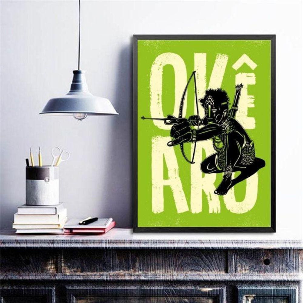 Quadro Poster Candomblé Oxóssi 33X24Cm - Com Vidro