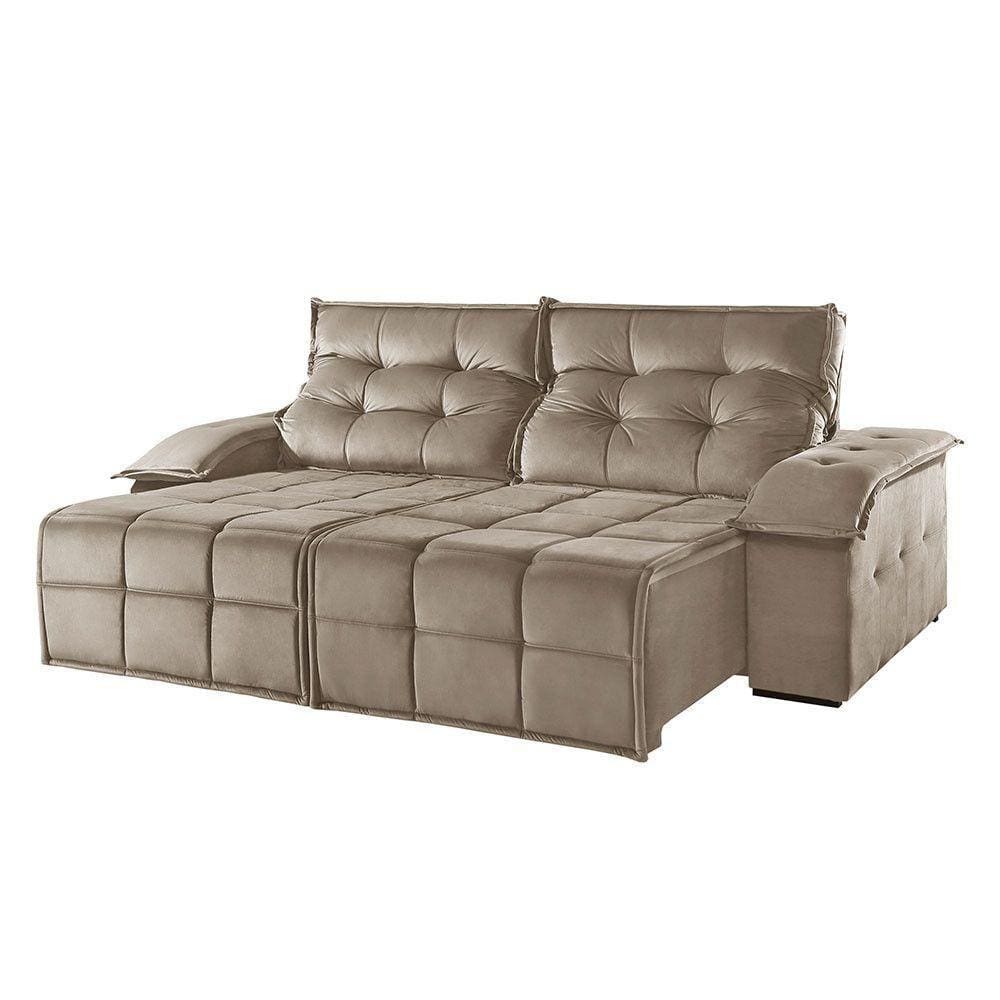 Sofá 5 Lugares Retrátil E Reclinável Martins M-122 Veludo Bege