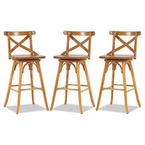 Kit 3 Banquetas Alta Espanha Giratória em Madeira Mel RMI