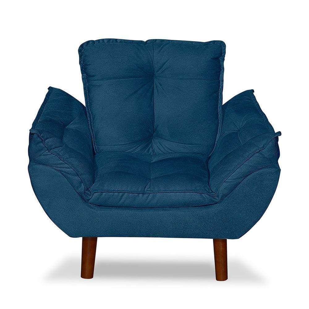 Mini Poltrona Cadeira Infantil De Criança Suede Azul Marinho Pés Palito