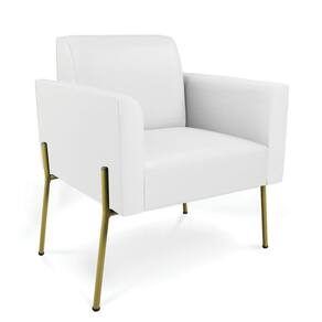 Poltrona Pé de Ferro Dourado para Sala Marisa Corino Branco D03 - D`Rossi