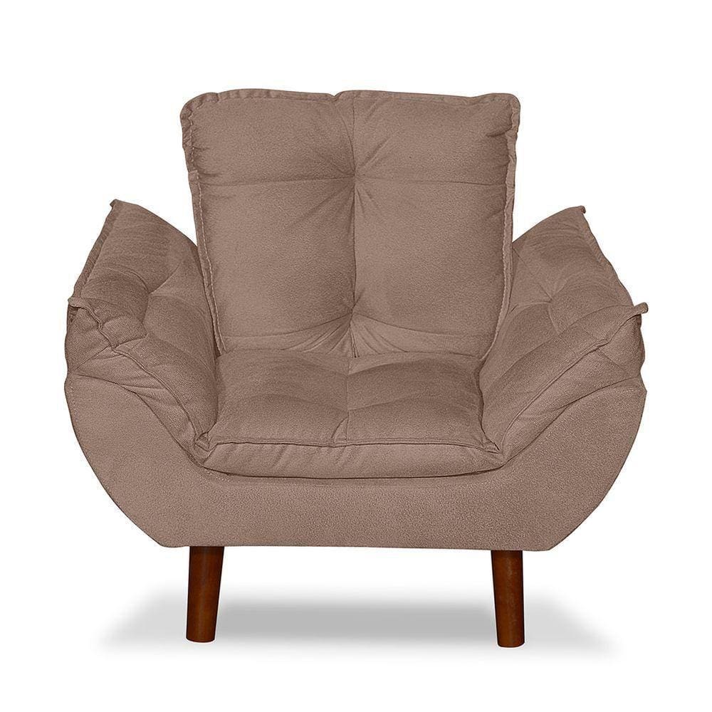 Mini Poltrona Cadeira Infantil De Criança Suede Capuccino Pés Palito