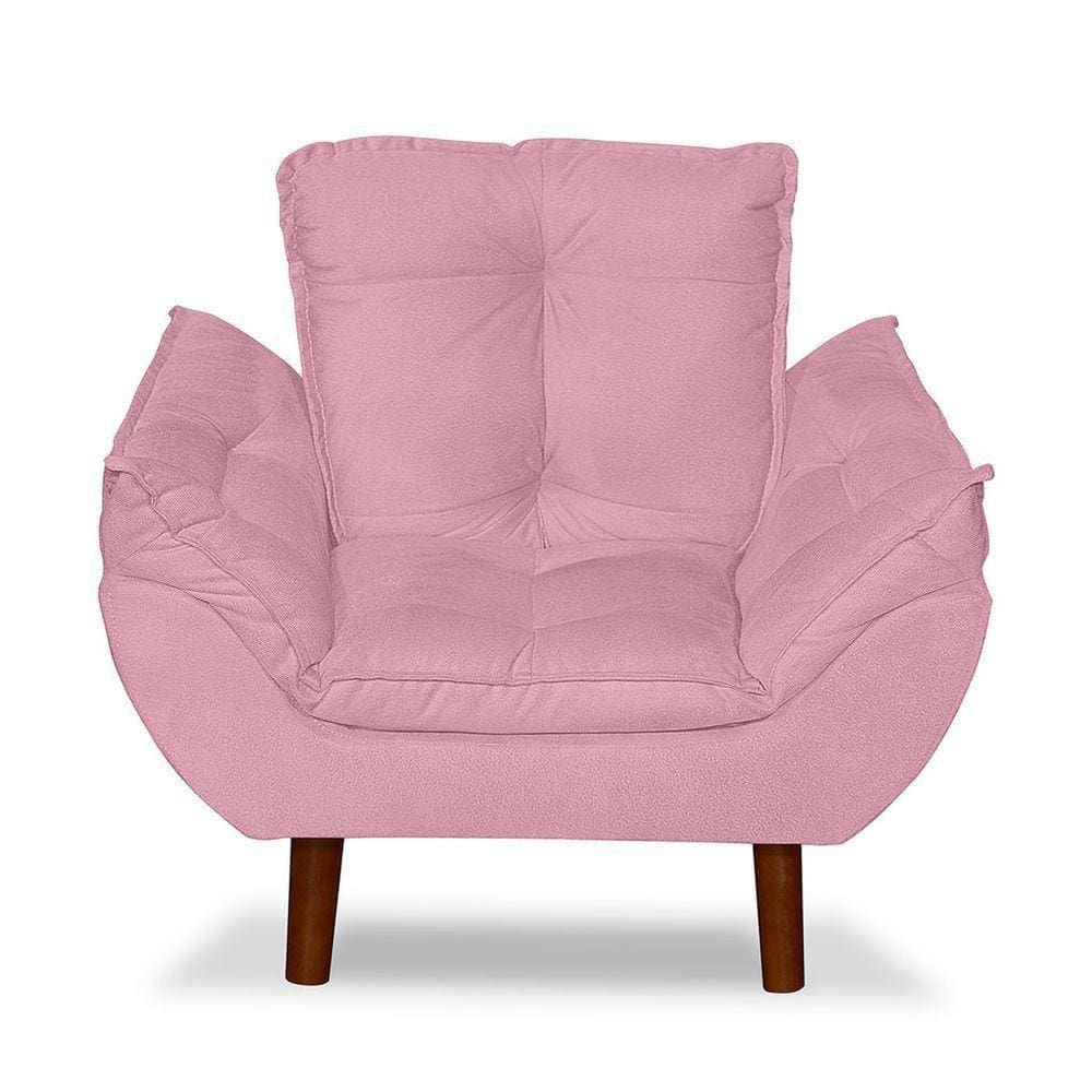 Mini Poltrona Cadeira Infantil De Criança Suede Rosa Bebê Pés Palito