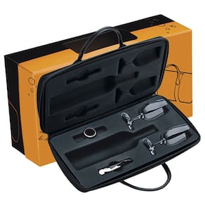 Porta Garrafa de Vinho com 2 Taças e Acessórios Bolsa Maleta
