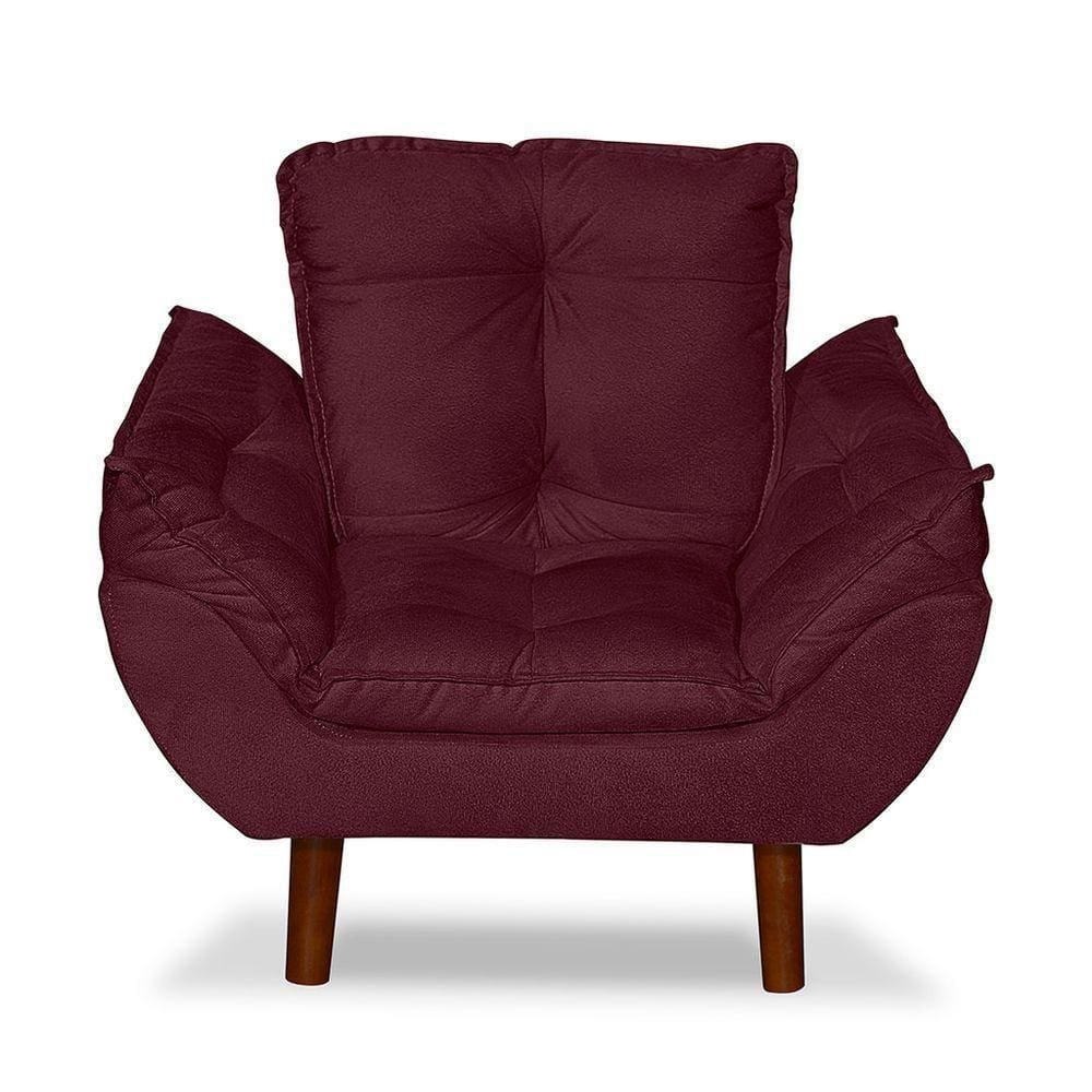 Mini Poltrona Cadeira Infantil De Criança Suede Bordo Pés Palito