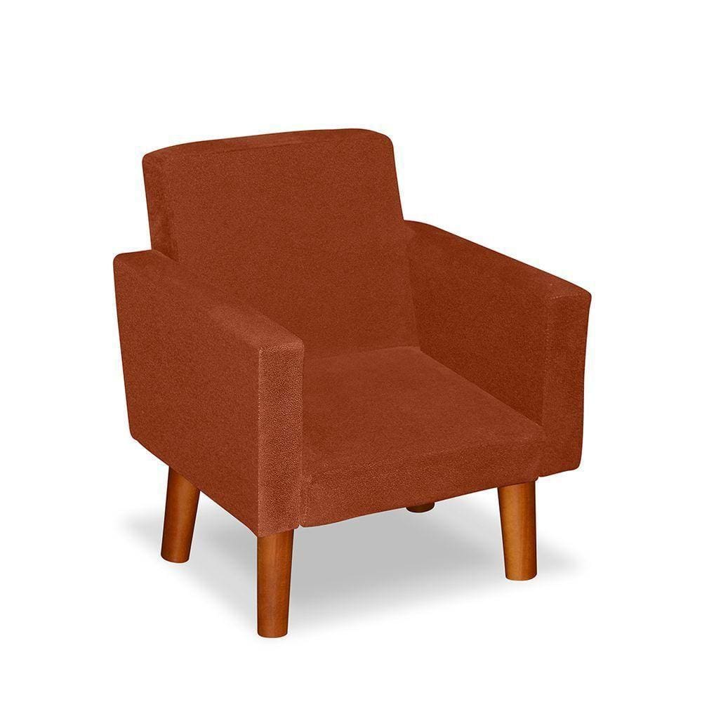 Mini Poltrona Cadeira Infantil Nina De Criança Suede Terracota Pés Palito