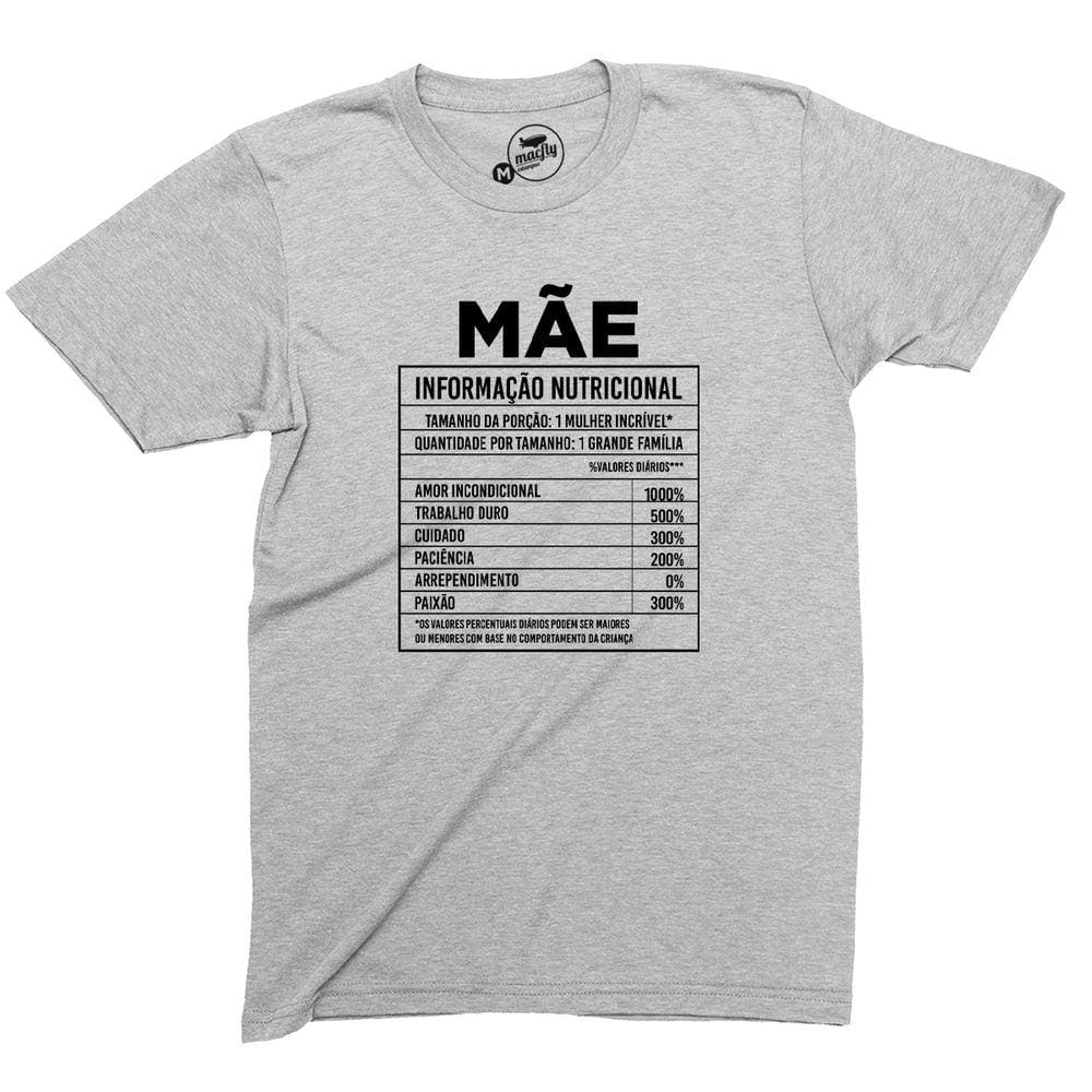 Camiseta Feminina Tabela Nutricional Mamãe Amor De Mãe