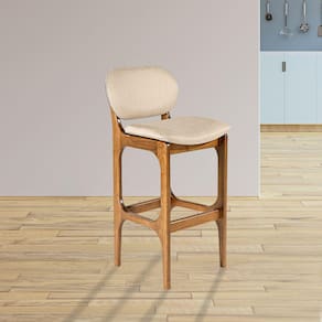 Banqueta Alta para Cozinha 50 x 104 Cm Decor Madeira Maciça Imbuia Linho Bege M58 - RMI