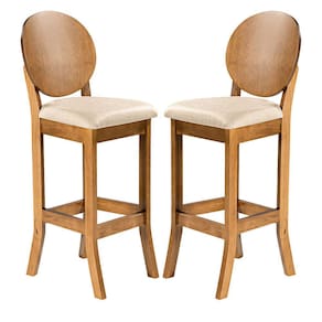 Kit 2 Banquetas Alta para Área Gourmet 113 x 36 Cm Florence Madeira Maciça Linho Bege M58 - RMI