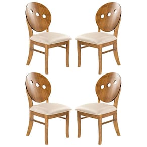Kit 4 Cadeiras Estofada Florence 45 x 94 Cm Madeira Maciça Imbuia Linho Bege M58 - RMI