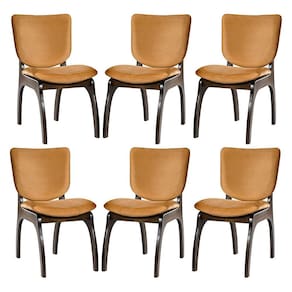 Kit 6 Cadeiras Estofadas em Madeira Maciça Tabaco 44 x 86 Cm Irlanda Suede Terracota L79 - RMI
