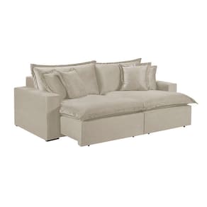 Sofá 3 Lugares Retrátil Com Encosto Fixo Linho M-145 Martins Creme
