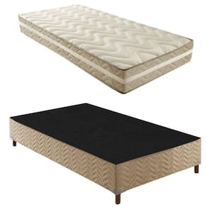 Box Solteiro Florença 42x88x188cmcom Colchão Solteiro Unique D33 Plus Duoface 25x88x188cm Rustico Bege