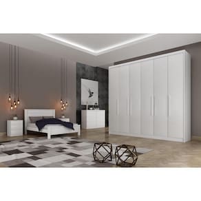 Guarda Roupa Casal 6 Portas 6 Gavetas - Santoro-Branco - Móveis Novo Horizonte