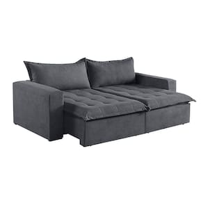 Sofá Cama 2 Lugares Retrátil Reclinável M-184 Veludo Martins Grafite