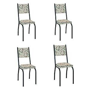 Conjunto Com 4 Cadeiras Tubular Diana Preto Fosco Assento Cedro Artefamol