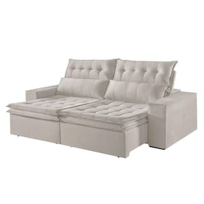 Sofá 5 Lugares Retrátil E Reclinável Martins M-118 Veludo Creme